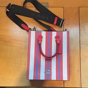 Coach Red and Blue Striped Crossbody Bag